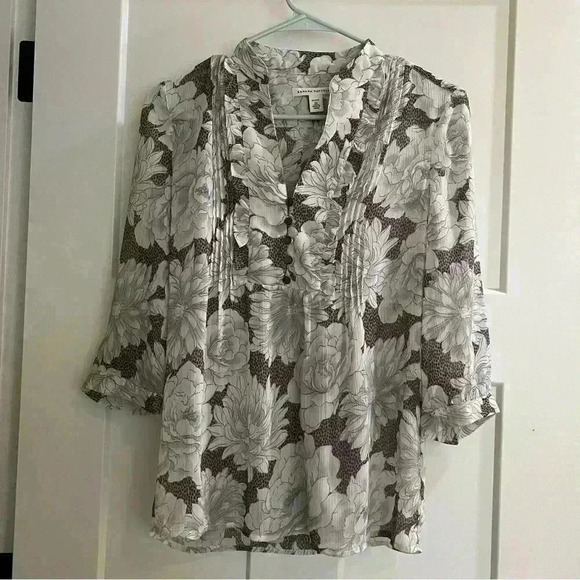 Banana Republic Shirt Women’s SizeXS Floral Pullover Pleat Front Top, Buttons - Picture 1 of 11
